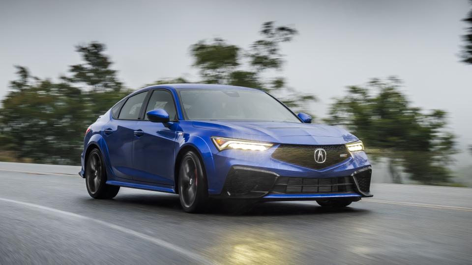 2024 Acura Type S cornering on a wet road