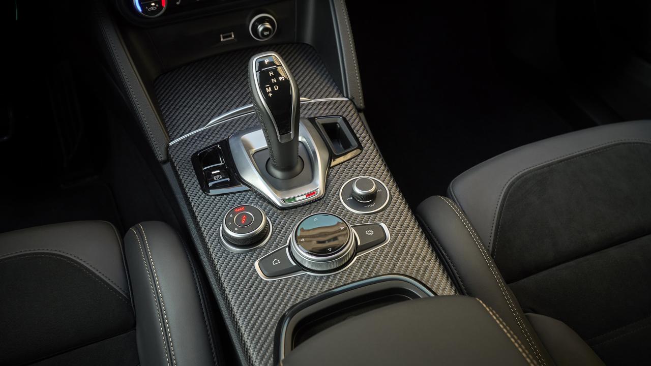 2024 Alfa Romeo Giulia Quadrifoglio center console and shifter