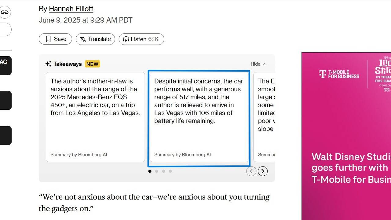 This summary by Bloomberg AI doesn't hit the mark.