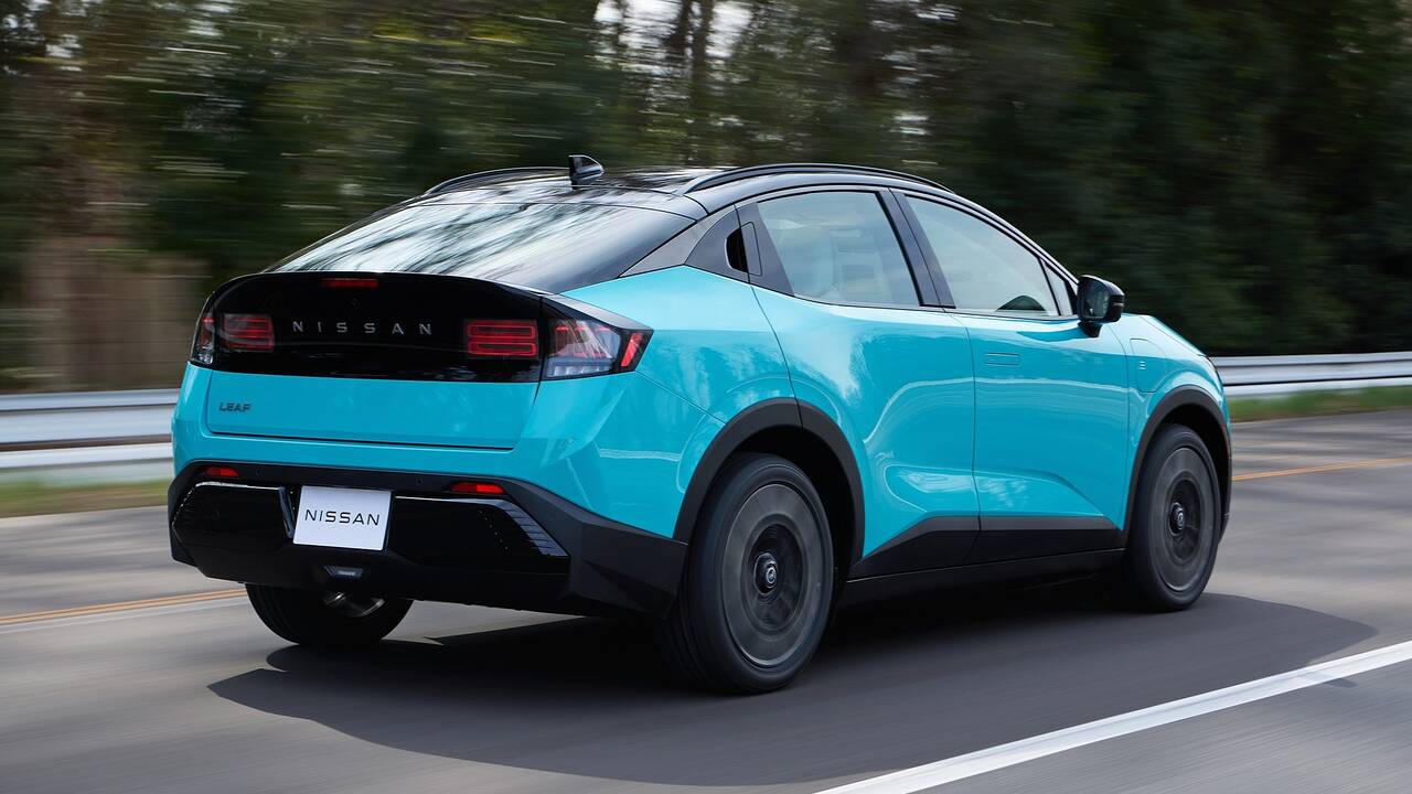 2026 Nissan Leaf driving rear view