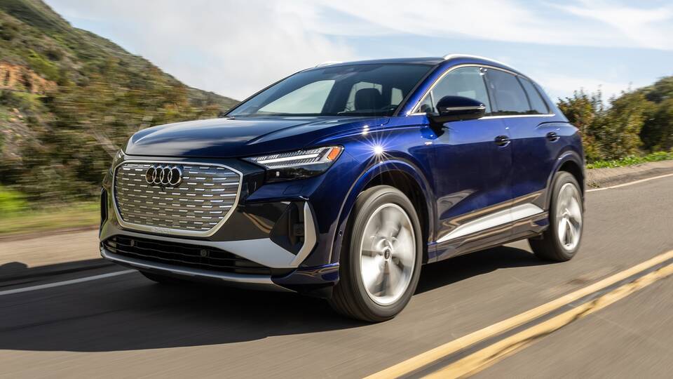 2025 Audi Q4-e-tron driving front view