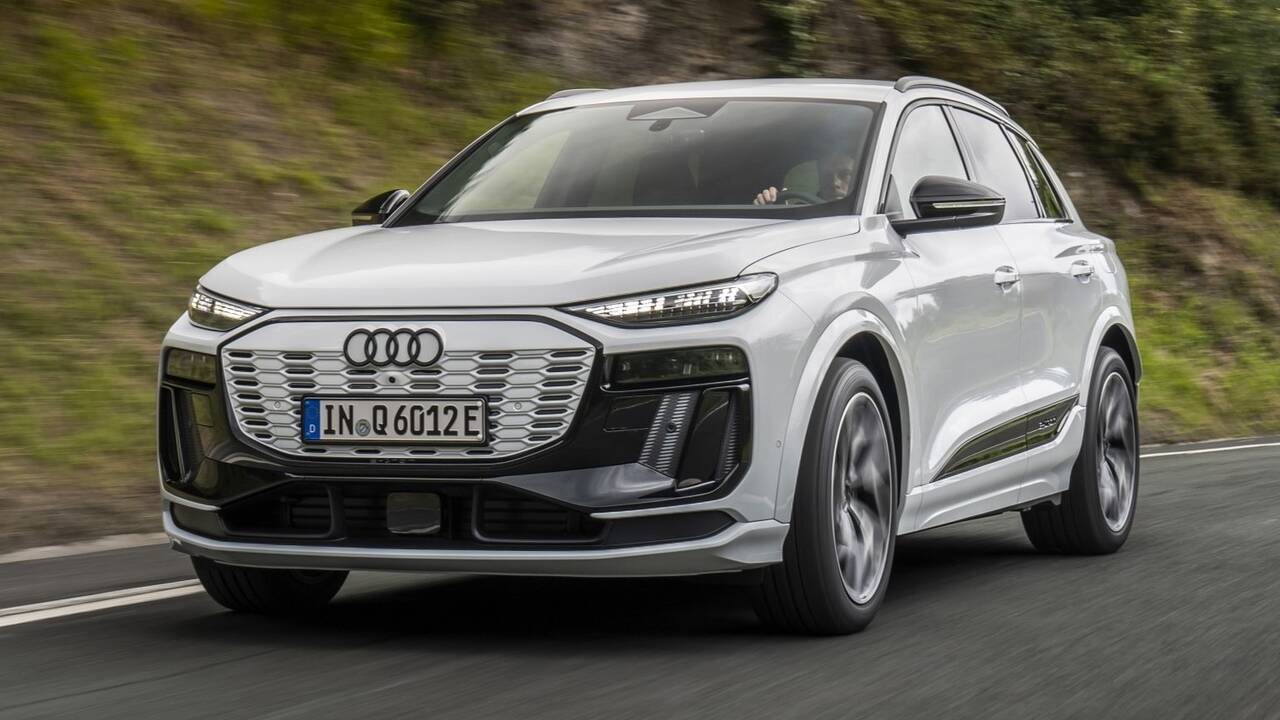 2025 Audi Q6 e-tron driving front view
