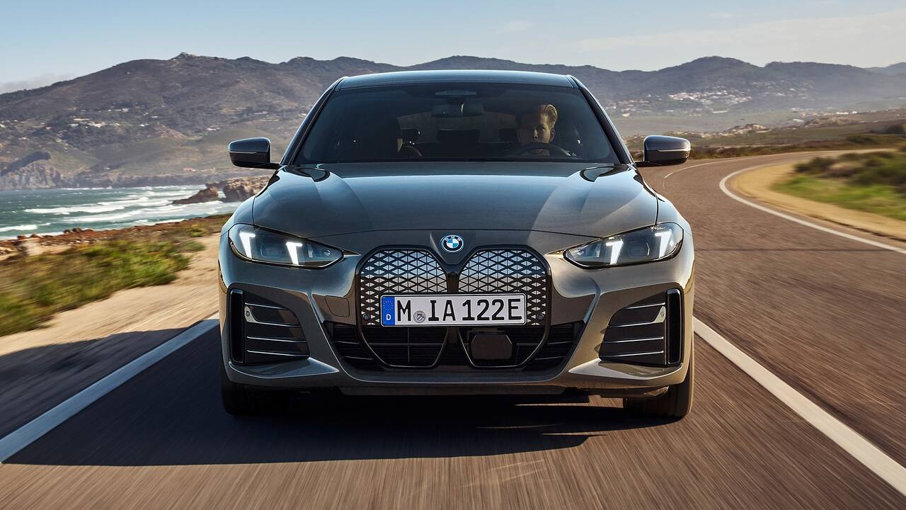 2025 BMW i4 xDrive40 driving front view closeup