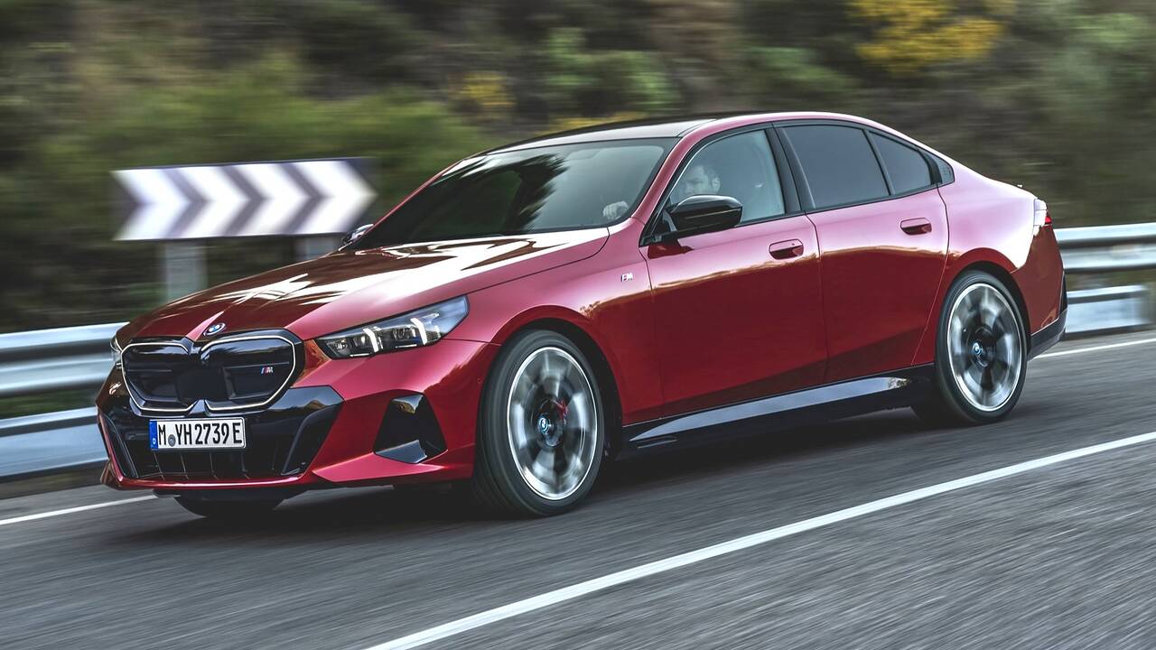 2024 BMW i5 M60 driving front view