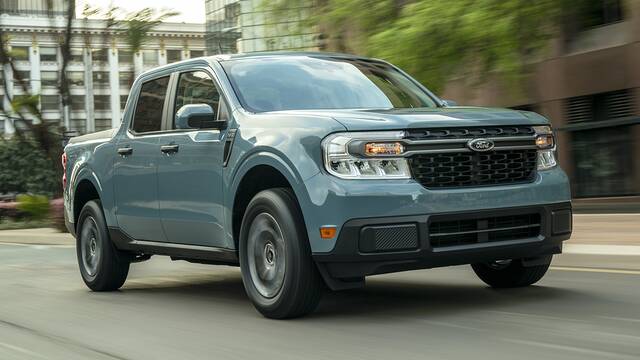2024 Ford Maverick Hybrid city driving front view