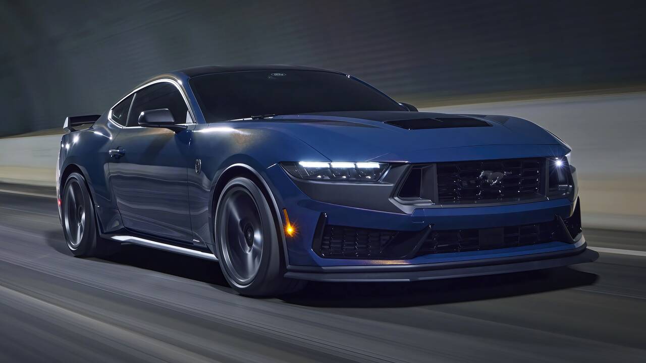 2025 Ford Mustang Dark Horse driving front view