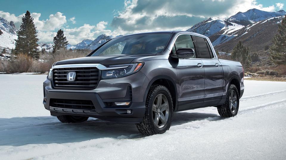 2024 Honda Ridgeline parked in a snowy field