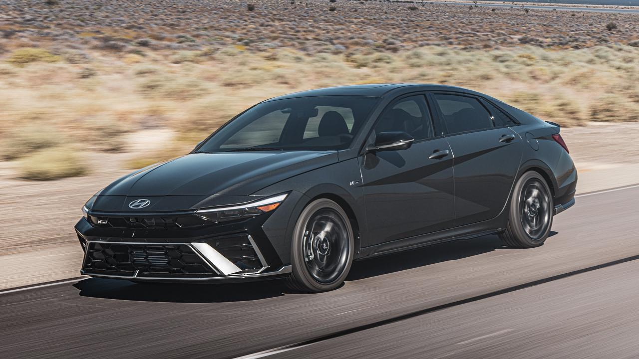 2024 Hyundai Elantra N Line driving in the desert