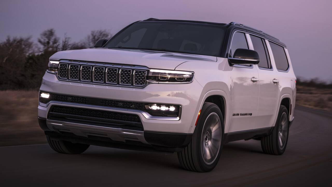 2025 Jeep Grand Wagoneer L driving front view