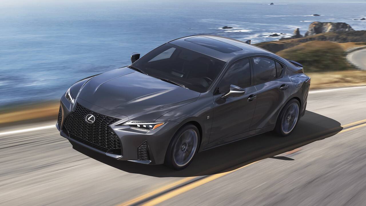 2024 Lexus IS 500 driving front view