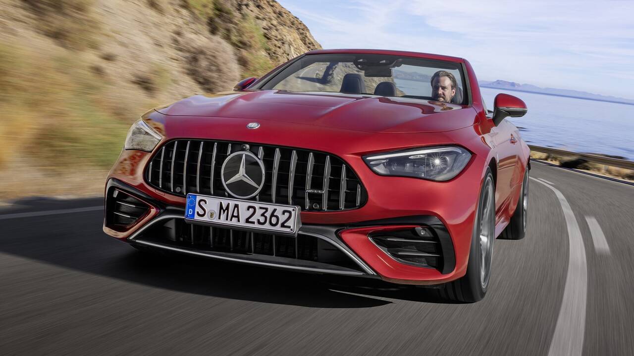 2025 Mercedes-Benz AMG CLE 53 Cabriolet driving front view