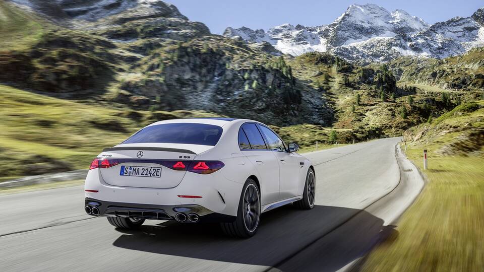 2025 Mercedes-Benz AMG E53 driving rear view