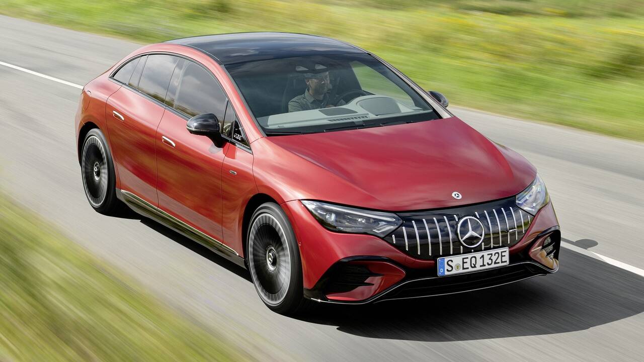 2025 Mercedes-Benz AMG EQE driving front view