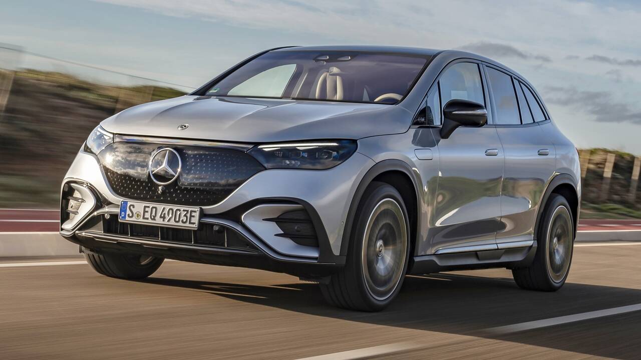 2025 Mercedes-Benz EQE SUV driving front view