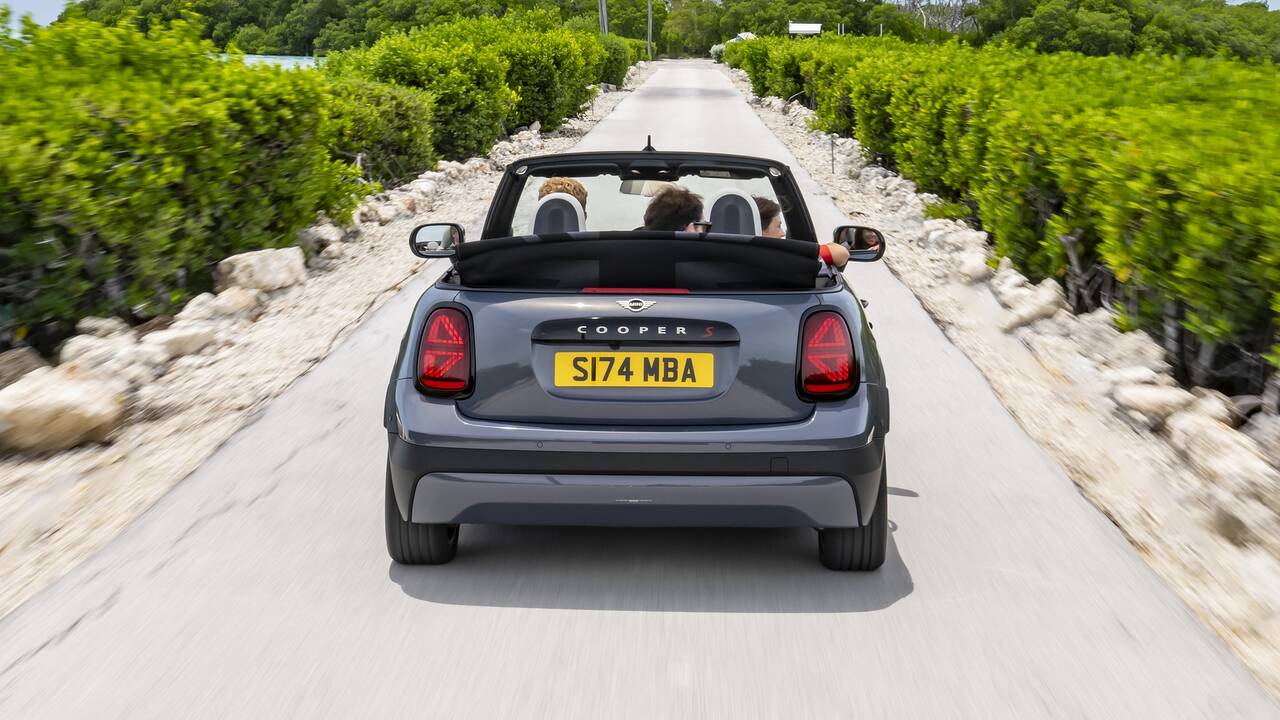 2025 Mini Cooper S Convertible driving rear view
