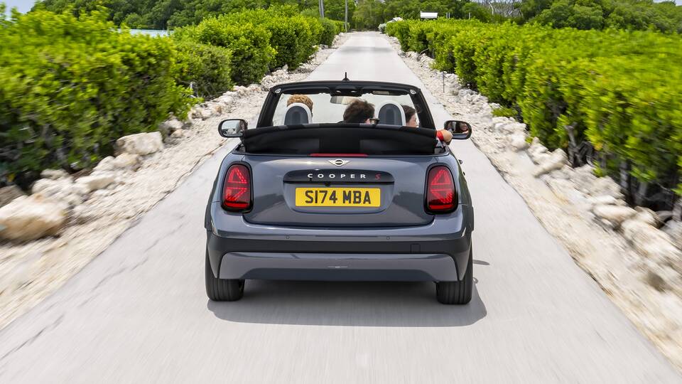 2025 Mini Cooper S Convertible driving rear view