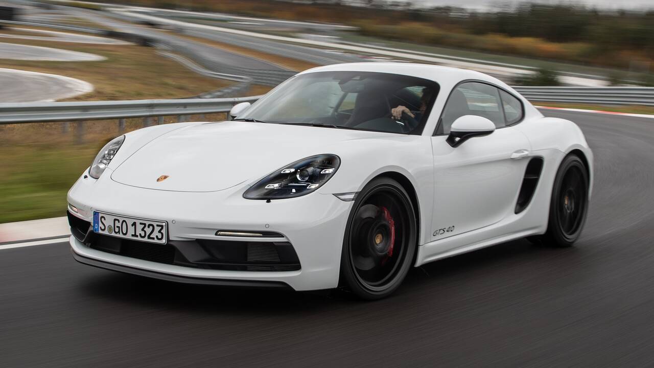 2024 Porsche 718 Cayman GTS 4.0 driving front view