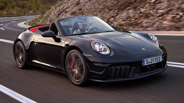 2025 Porsche 911 GTS Cabriolet driving front view