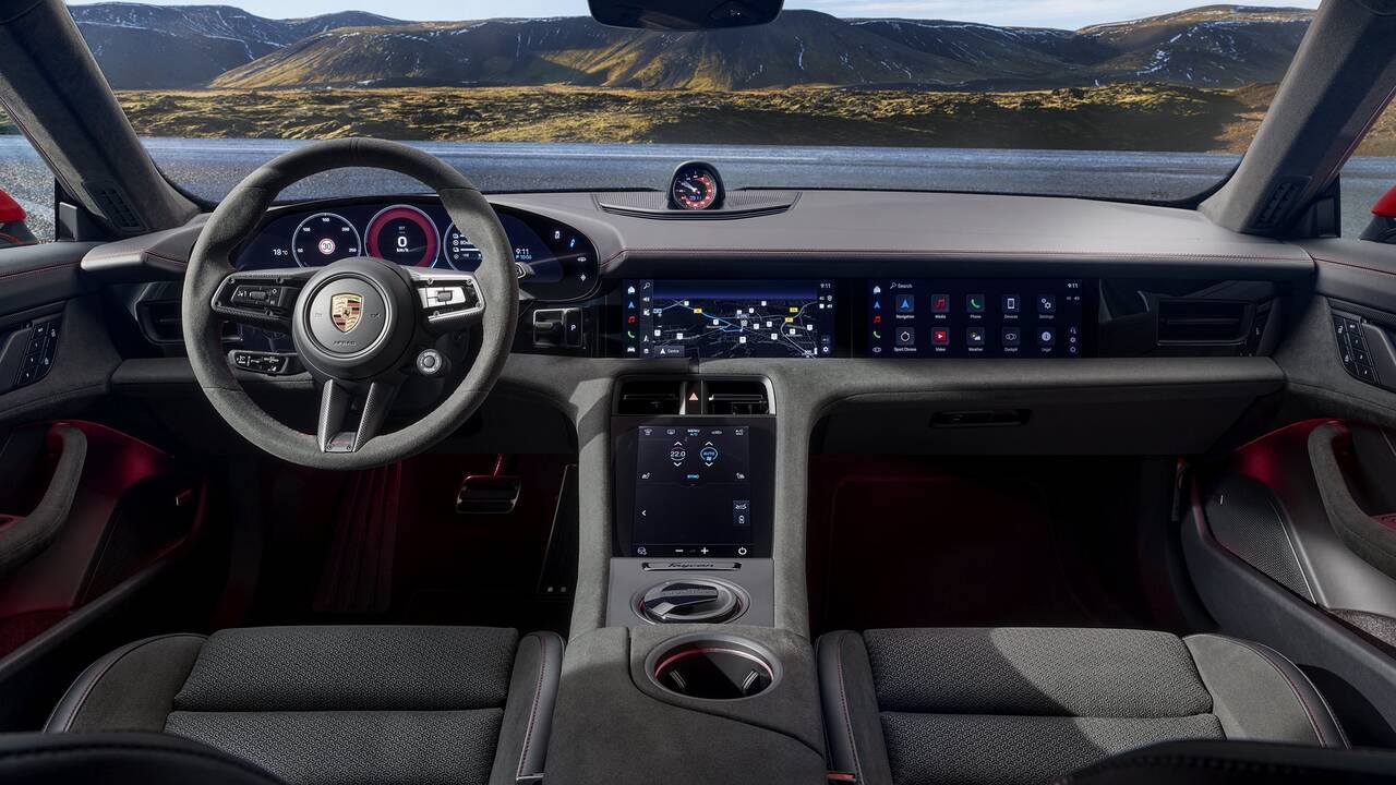 2025 Porsche Taycan front interior and dashboard