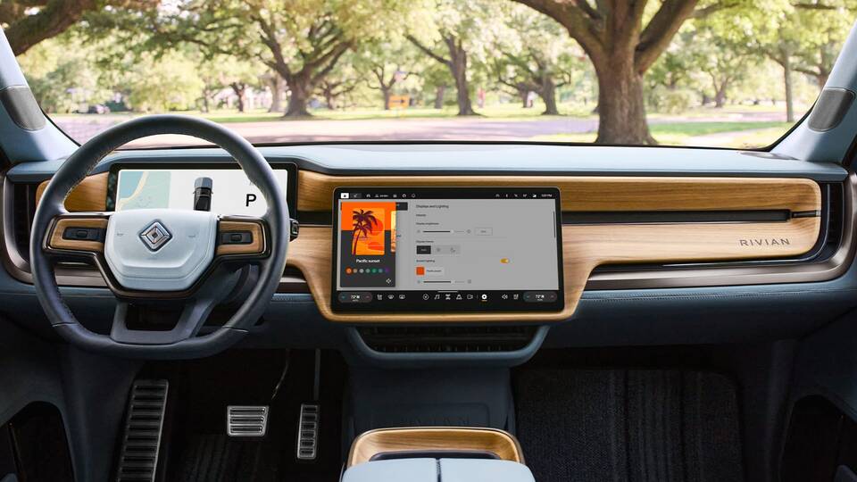 2025 Rivian R1S front interior - dashboard