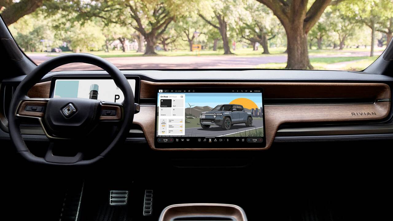 2025 Rivian R1T front interior - dashboard