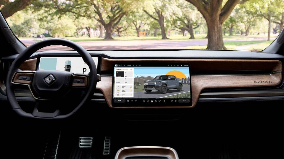 2025 Rivian R1T front interior - dashboard