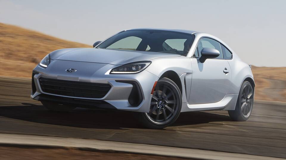 2024 Subaru BRZ drifting on a track front view