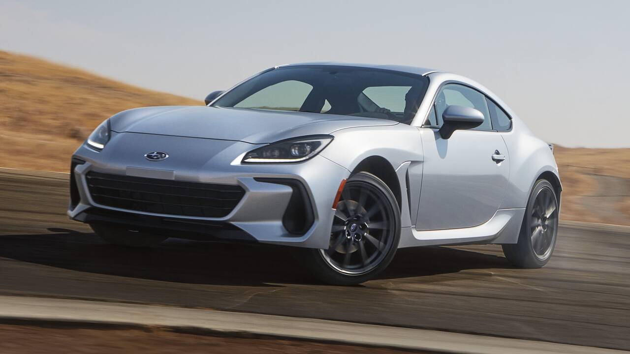 2025 Subaru BRZ drifting on a track front view