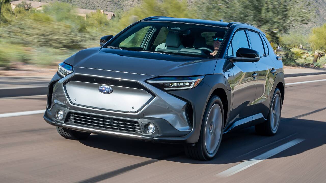 2025 Subaru Solterra driving front view