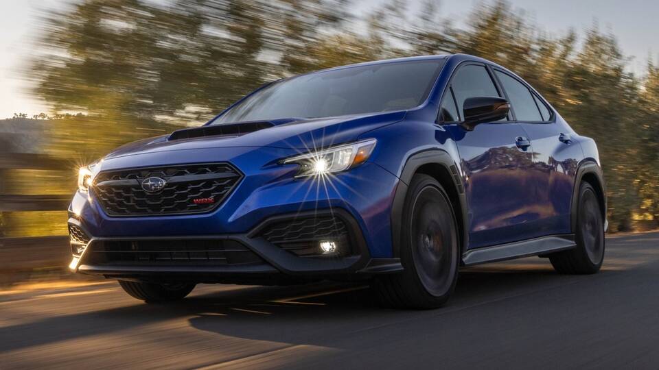 2025 Subaru WRX tS driving front view