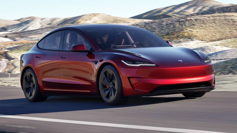 2025 Tesla Model 3 Performance driving front view