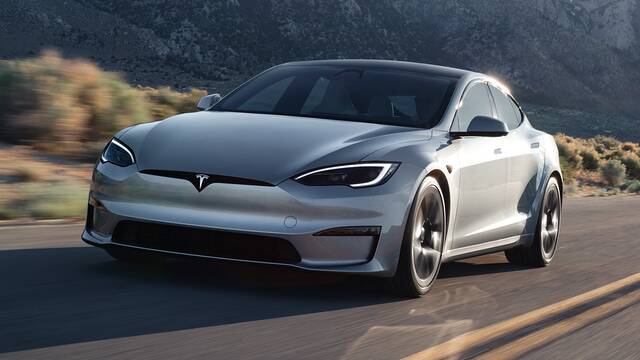 2024 Tesla Model S driving front view