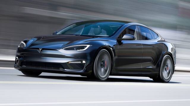 2025 Tesla Model S driving front view