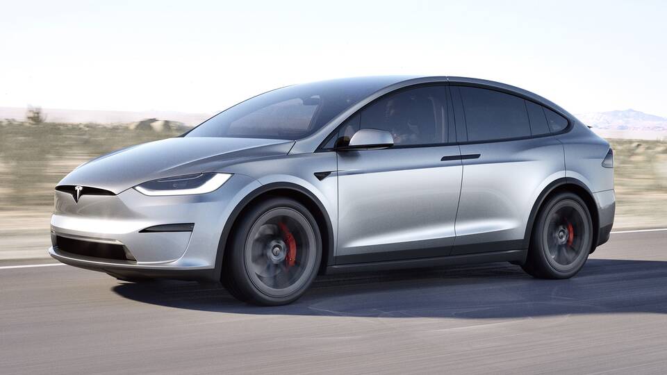 2024 Tesla Model X driving front view
