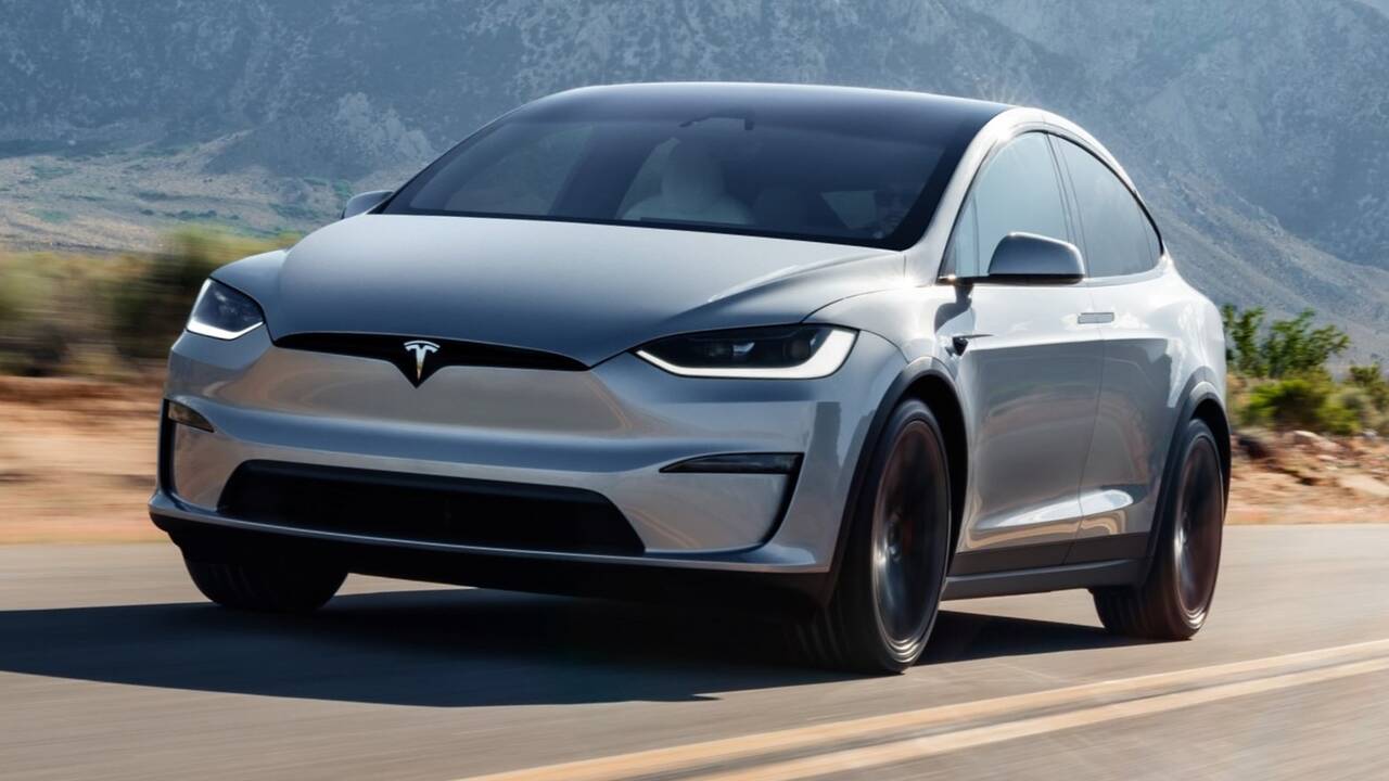 2025 Tesla Model X driving front view