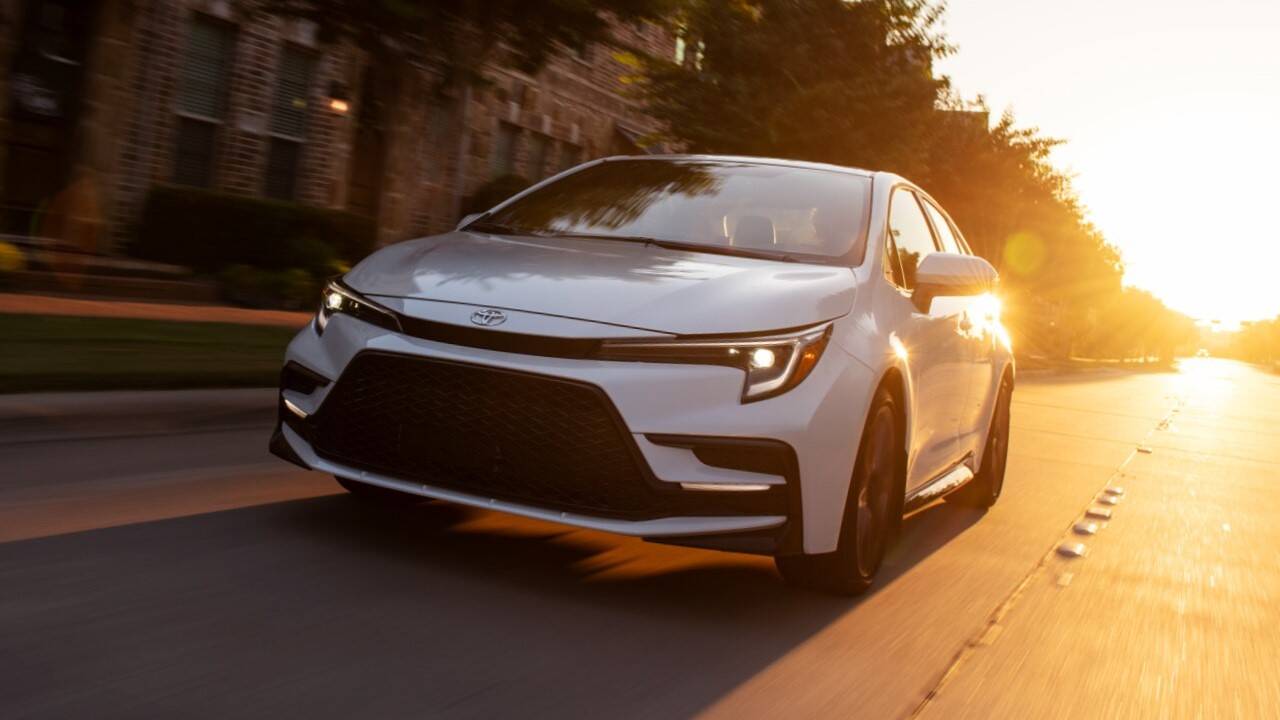 2025 Toyota Corolla XSE sedan driving front view